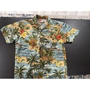 Hilo‎ Hattie Hawaiian Aloha Shirt Ocean Blue Beach Islands Surfer Boys Medium M